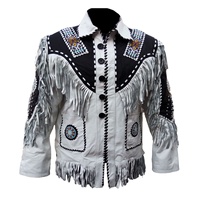 Veste Western Homme en Daim Noir, Manteau de Cowboy Bicolore en Cuir à Franges, Ornée de Conchos Perlés, Style Rodeo Ranch Country, Vêtement Personnalisé en Gros