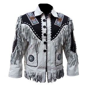 Chaqueta vaquera de gamuza negra para hombre, abrigo de cuero bicolor con flecos, abalorios y conchos, estilo rodeo, rancho, country, personalizada, al por mayor - Product Image 6