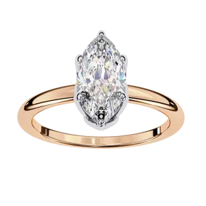 Anillo de Diamante Cultivado en Laboratorio con Corte Marquise de Crown Gallery, con Engaste de Seis Puntas y Piedras Redondas Decorativas, Joyería Nupcial de Oro Personalizada - Product Image 2