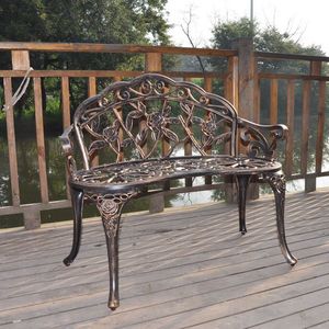 Panchina da Giardino in Alluminio Pressofuso da 98 cm, Sedia Decorativa per Cortile e Parco - Product Image 6