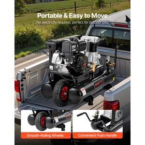 Compresseur d'air à double réservoir à essence 6,5 CV 9 CFM, pompe à piston de 9 gallons, 115 PSI pour le gonflage des pneus, compresseurs industriels automobiles - Product Image 5