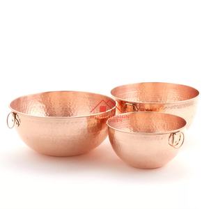 Premium Quality <b>Copper</b> Large Bowl Set 3 Disposable Serving Bowls Round Shape for Home Hotels Restaurants Best Seller Decorations - Product Image 2