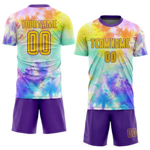 <b>Tie</b> Dye Soccer Uniform Set Custom Sublimation Football Kit Trendy Multi Color Training Jersey Men's Athletic Spongy Sportswear - Product Image 1