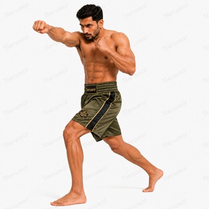 Athletic Boxing Trunks 190 GSM Polyester Spandex Breathable Sweat Wicking Fight <b>Shorts</b> Flexible Training Wear for Boxing MMA Mua - Product Image 3