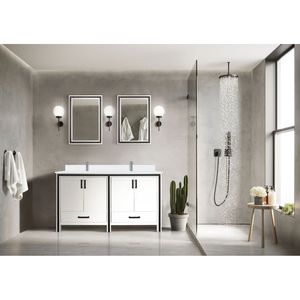 60 In. W X 22 In. D White Double Bath <b>Vanity</b> with Cultured Marble Top <b>Bathroom</b> <b>Vanities</b> - Product Image 2