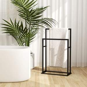 <b>Freestanding</b> Black Iron <b>Towel</b> <b>Rack</b> 18.9"x9.4"x30.9"-Stylish and Functional - Product Image 1