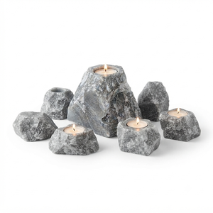 Portavelas de Piedra Natural Tallado a Mano de Aventurina Gris Cristal, Gema de Ágata Curativa, Venta al por Mayor - Product Image 6