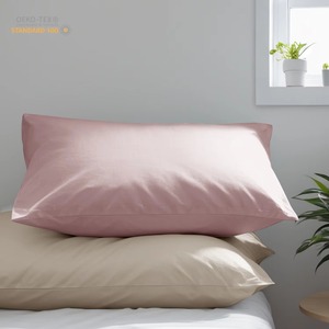 Housses de coussin rectangulaires gris uni 100% coton respirant avec fermeture enveloppante pour usage domestique, style uni - Product Image 2