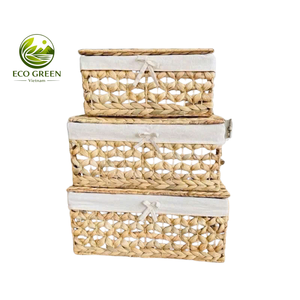 Water Hyacinth Storage <b>Basket</b> with Soft Cloth Insert for Closet and Shelf Use for Minimalist Home Decor and Storage - Product Image 3