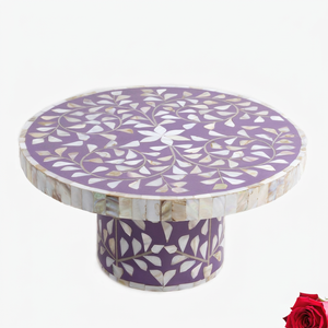 Handmade Wholesale Custom OEM ODM <b>Yellow</b> Resin MOP Leaf Pattern Inlay Cake Stand DECORYUG - Product Image 3