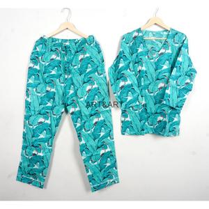Conjunto de Pijama de Algodón 100% de Alta Calidad para Verano y Otoño, Secado Rápido, Transpirable, Ropa de Estar Cómoda con Estampado Floral, Venta al Por Mayor para Primavera - Product Image 5