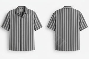 Chemise décontractée légère à manches courtes rayée boutonnée – Tenue d'été élégante à rayures verticales – Chemises personnalisées imprimées - Product Image 3