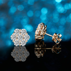 Pendientes de Diamantes con Forma de Flor Romántica, Pendientes de Moissanita con Plata de Ley S925, Regalo para el Día de San Valentín y Aniversario - Product Image 6