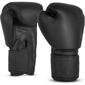 Guantes de Boxeo Dawnforce Fight Gear de Cuero Negro con Cierre Completo en los Dedos, Impermeables, para Entrenamiento, para Adultos, 8oz 12oz 14oz 16oz - Product Image 1