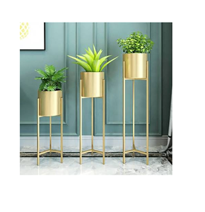 Best Designer Gold Brass Planter Pot Modern Gold Plated Metal Flower Stands Set of 3 <b>for</b> Indoor Planters - Product Image 1