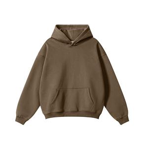 เสื้อสเวตเชิ้ตมีฮู้ดผู้ชายทรงโอเวอร์ไซส์ สีพื้น ผ้าฟลีซ สวมใส่สบาย เหมาะกับฤดูใบไม้ร่วง ผลิตจากผ้าฝ้าย 100% แขนเสื้อแบบปกติ ดีไซน์มีกระเป๋า - Product Image 4
