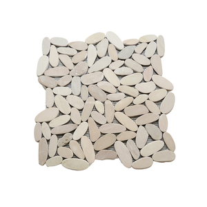 Durable Slice Tan Natural Lava <b>Stone</b> Square Pebble Tiles 30x30cm for Modern Outdoor Garden <b>Landscaping</b> and Home Decor - Product Image 1