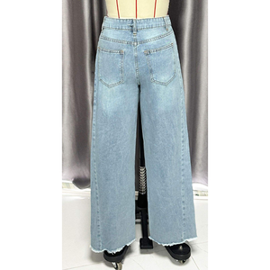 Jeans de Moda para Mujer, Cintura Alta, Pierna Recta, Lavados, Anchos, Ligeramente Elásticos, Pantalones de Mezclilla de Verano - Product Image 2