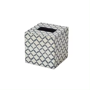 Boîte à mouchoirs artisanale haut de gamme en nacre, avec incrustation décorative en coquillage, couvercle rectangulaire pour salon, chambre et hôtel - Product Image 1