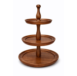 Natural Wooden Eco-Friendly <b>Cake</b> Stand Three-<b>Tier</b> Brown Finish Dishwasher Safe Customizable Color Size for Home Birthday Tools - Product Image 2
