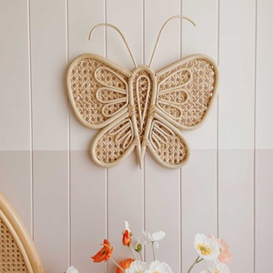 Butterfly wall art modern hand-crafted hanging arts for walls natural webbing rattan butterflies - Product Image 6