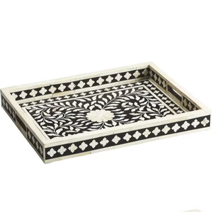 Bandejas de Servir de Lujo Hechas a Mano con Incrustaciones de Hueso, Diseño Elegante, Hechas en India, en Venta - Product Image 1