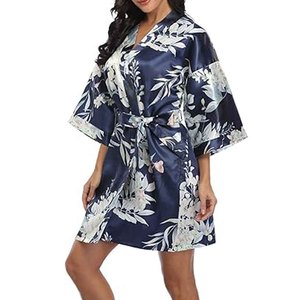 Wholesale Plain Satin <b>Robes</b> Women Silk Kimono Bathrobe Bridal Bridesmaid Wedding Sleepwear Custom Logo OEM - Product Image 3