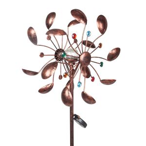 Girandola Cinetica a Sfera di Vetro a Energia Solare a Doppia Direzione con Illuminazione LED, Sculture Eoliche per Patio, Ornamenti Decorativi da Giardino in PC - Product Image 1