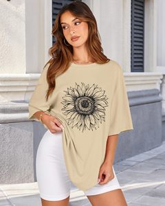 T-shirts à col rond pour femmes, imprimés floraux, graphiques DTF, 100% coton, t-shirts graphiques, t-shirts d'été, manches courtes, amples, confortables - Product Image 2