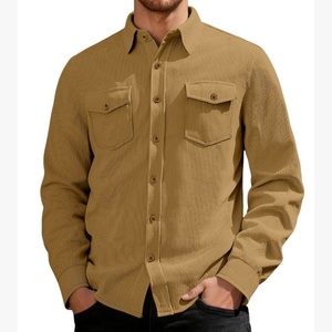 Camisa de Hombre con Logotipo Personalizado OEM, Estilo Vintage, de Pana, con Bolsillos y Botones, Chaqueta Informal de Negocios para Otoño - Product Image 2