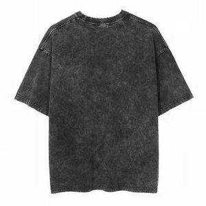 T-shirt vintage léger 100 % coton coupe classique formel écologique délavé à l'acide noir longueur standard en tissu tissé - Product Image 2