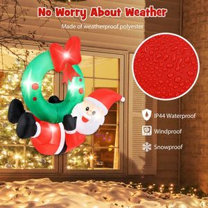 Ghirlanda Gonfiabile di Babbo Natale da 1,2 Metri con Luci LED, Decorazioni Natalizie da Esterno con Fiocco Rosso - Product Image 6