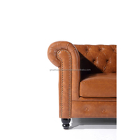 Sofa moderne monoplace en cuir Chesterfield tufté de couleur marron sofa pour la maison fauteuil moderne de salon d'hôtel nouveau sofa 2025