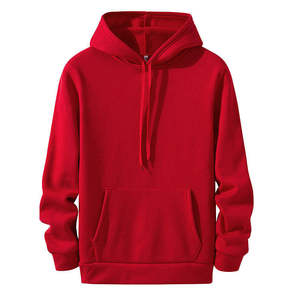 Sudadera con Capucha Roja para Hombre, Corte Regular, Algodón French Terry, Estilo Casual Otoñal, Diseño con Bolsillos - Product Image 1