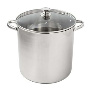 Pentola in Acciaio Inox da 16 Quarti con Coperchio in Vetro Compatibile con Induzione e Lavabile in Lavastoviglie - Product Image 1