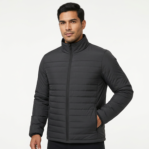 Men's <b>Slim</b> <b>Fit</b> <b>Jacket</b> Stand Collar Zipper Windproof Polyester Winter Casual Outerwear - Product Image 4
