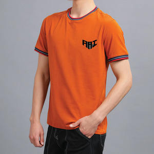 Camisetas de Manga Corta para Hombre de Algodón de Buena Calidad, Cuello Acanalado, Estilo Urbano, Cuello Redondo, Camiseta Informal Lisa, Marca Privada, Suministro OEM ODM - Product Image 1