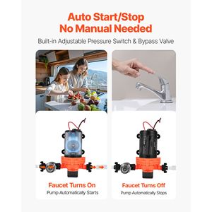 Pompa Acqua a Diaframma Autoadescante a 3 Camere 12V DC 4 GPM (15.1 L/min) per Camper con Pressostato Automatico 40 PSI Max, Capacità Massima, per Uso Marino - Product Image 3