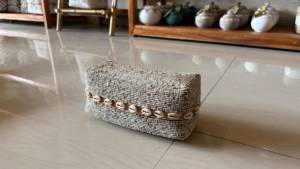 Indonesian's Best Seller Bohemian Rattan Beaded Box Rectangle Storage <b>Bin</b> With Shell Trim Plant Fiber Craft Decorative Organizer - Product Image 2