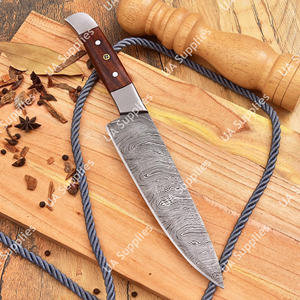 Couteau de chef sur mesure en acier Damas, lame pleine, motif torsadé, ambidextre, 7 pouces, manche en bois de rose, étui en cuir, OEM OBM ODM - Product Image 2