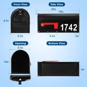 Boîte aux lettres murale en acier galvanisé de style Art Déco, design classique, pour extérieur, couleur et logo personnalisables, Vietnam, États-Unis - Product Image 4