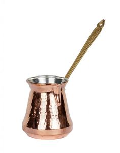 Cafetera Turca Cezve Hecha a Mano en Plata con Asa Negra y Grabado Floral para Preparación Tradicional de Café - Product Image 3
