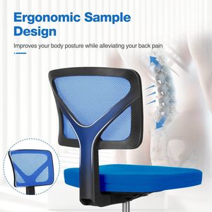Sedia da Ufficio Girevole Senza Braccioli con Supporto Lombare in Rete e Rotelle - Product Image 4