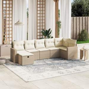 Ensemble de canapés de jardin sectionnels beige en poly rotin et acier - Product Image 1