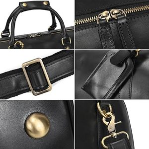 Genuine Full Grain Leather <b>Weekender</b> Duffle <b>Bag</b> <b>With</b> <b>Shoe</b> <b>Compartment</b> Travel Carry On - Product Image 3