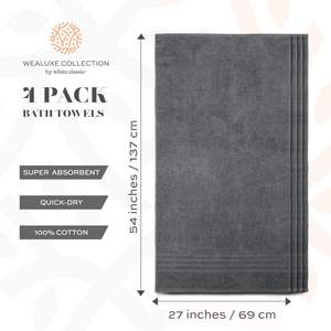 Set di 4 Asciugamani da Bagno in Cotone Grigio ad Asciugatura Rapida e Extra Assorbenti 27x54 Pollici per Hotel, Palestra, Spa, Morbidi per il Corpo - Product Image 4