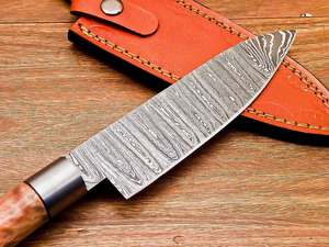 Cuchillo de Cocina de Acero de Damasco Forjado a Mano al por Mayor con Mango de Madera Burl, Cuchillo de Tallado Personalizado OEM a Granel, Fabricante - Product Image 4
