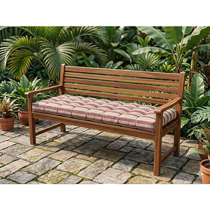 Outdoor <b>Bench</b> <b>Cushion</b> Seat Pad Quilted Garden Patio Furniture <b>Cushion</b> – Blue Leaf Print, Thick Padded <b>Bench</b> Cush - Product Image 4