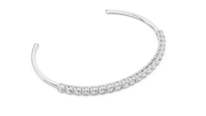 18K White Gold Lab Grown Diamond IGI Certified Open End Rhodium Plated Brilliant <b>Bangle</b> <b>Bracelet</b> for Anniversary Gift - Product Image 3