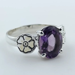 Amethyst <b>Ring</b> Handmade Sterling Silver Bezel Setting Natural Purple Oval Shape Gemstone <b>Boho</b> Jewelry February Birthstone Gift - Product Image 4